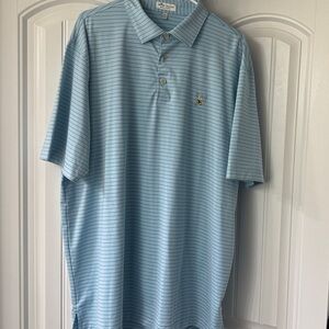 Peter Millar Light Blue Striped Polo